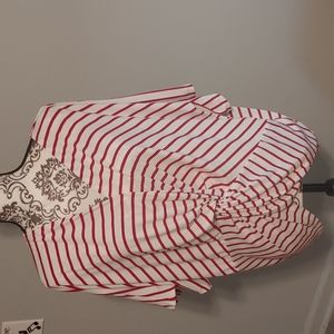White/red stripe oversize top